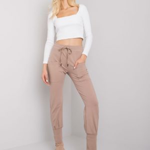 Dark beige sweatpants with zippers Cindy RUE PARIS