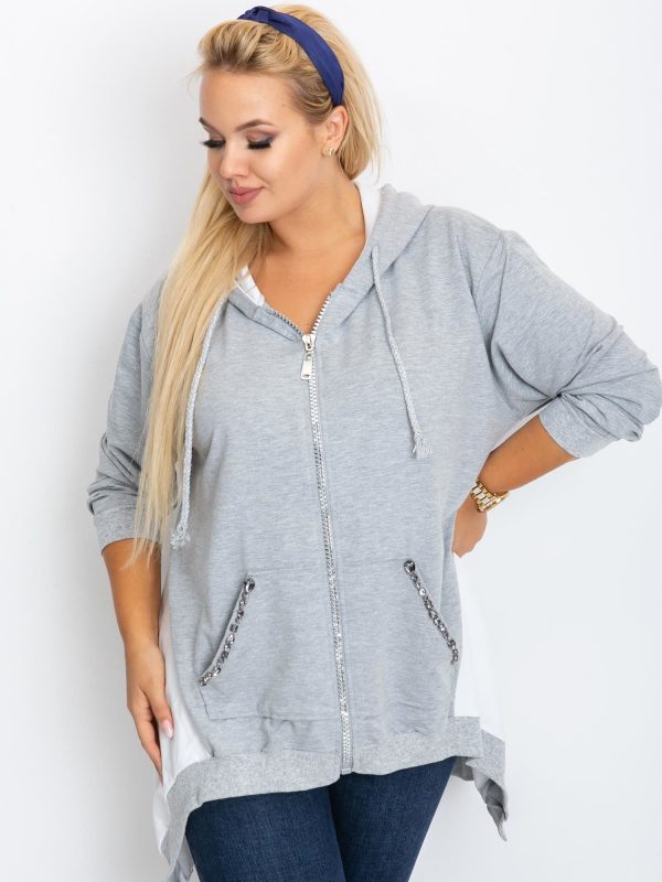 Grey Plus Size Diamond Sweatshirt