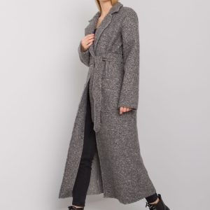 Gray women's coat with belt Merve OCH BELLA