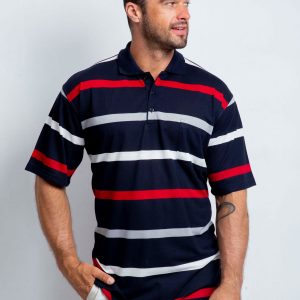 Men's Red and Navy Plus Size Turnover Polo Shirt