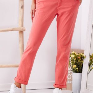 Red Straight Fit Fabric Pants