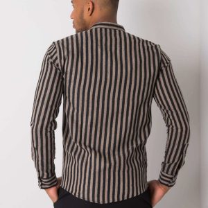 Beige and Black Matthew Striped Men's Shirt