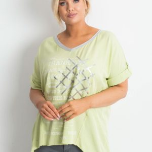 Light green plus size blouse with print