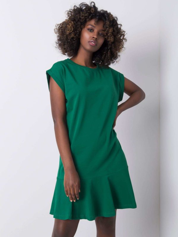 Dark Green River Ruffle Dress