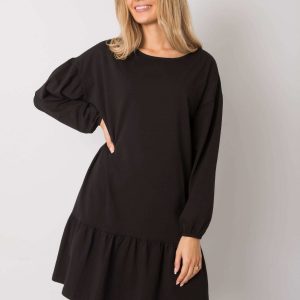 Black dress with flounce Shadia