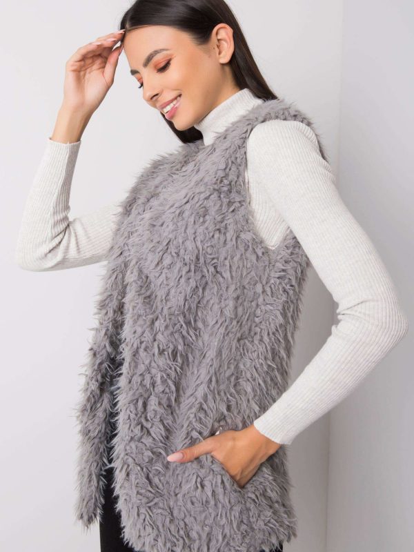 Dark Grey Sybille Fur Vest