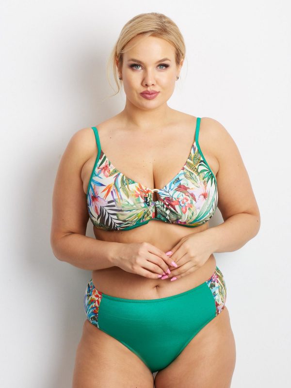 Green Plus Size Shading Swimsuit