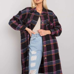 Juliette RUE PARIS Black and Pink Plaid Long Shirt