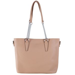 Beige shoulder bag with handles