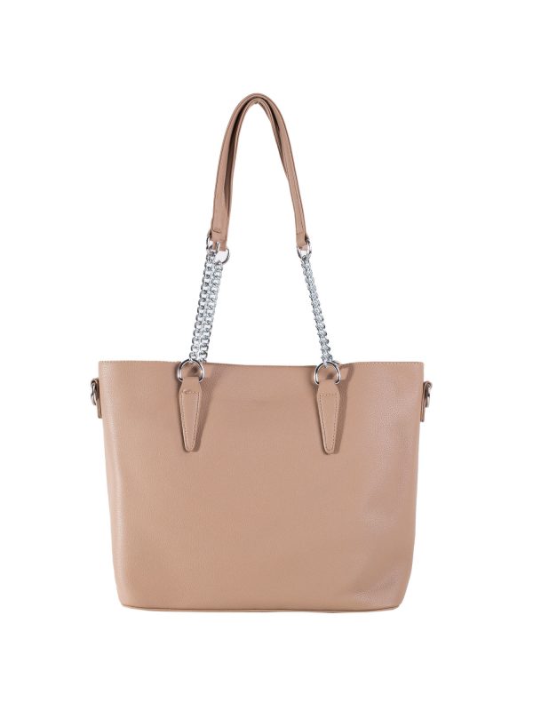 Beige shoulder bag with handles