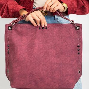 Burgundy large women's handbag