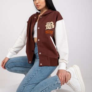 Brown Hooded Baseball Sweatshirt