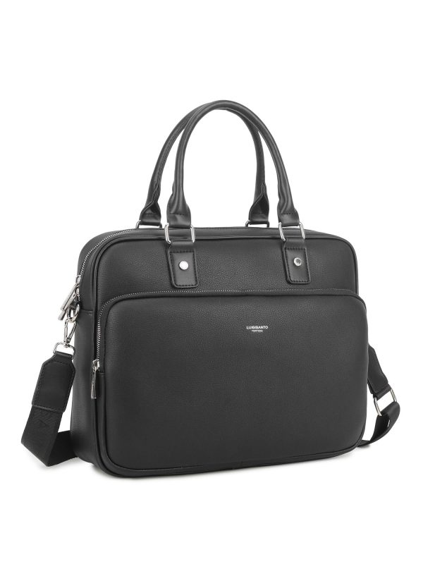 LUIGISANTO black imitation leather laptop bag