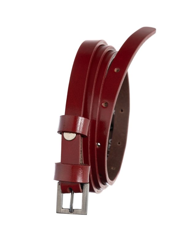 Burgundy narrow leather strap BADURA