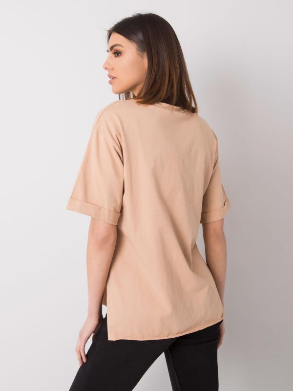 Beige t-shirt with inscription Riley RUE PARIS