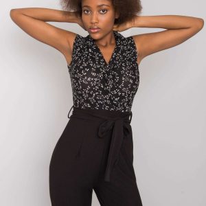 Sheilah RUE PARIS black collar jumpsuit