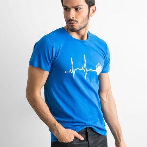 Cotton T-shirt with blue print