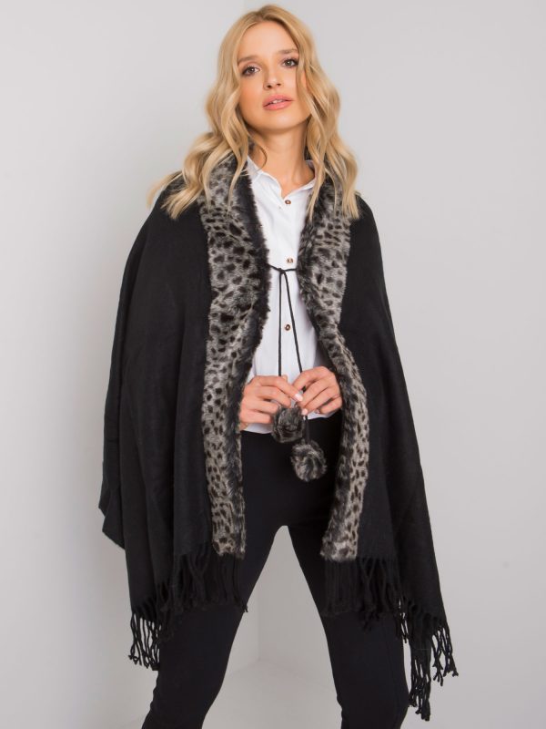 Black and dark gray scarf with fur