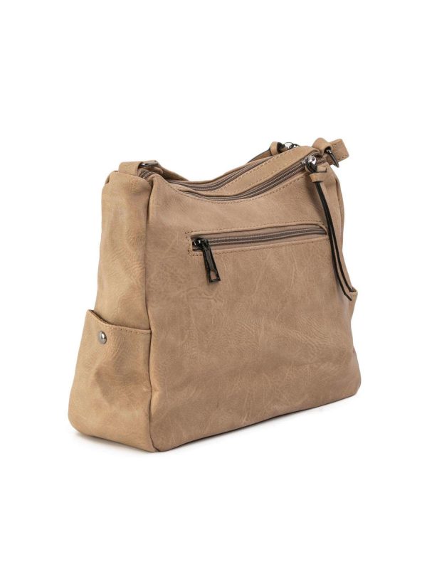 Light beige leatherette handbag