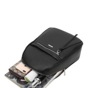 Black women's backpack with pocket LUIGISANTO