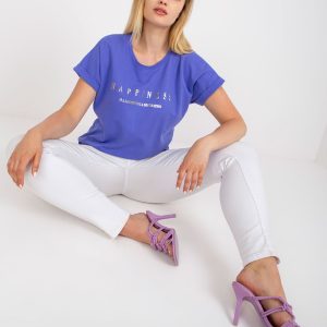 Purple Asymmetrical Plus Size Cotton T-Shirt