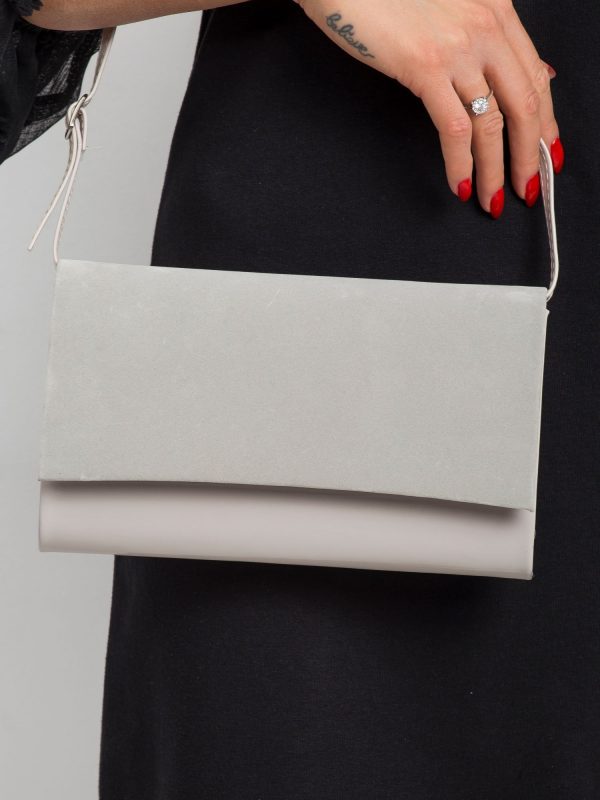 Beige and grey eco leather clutch bag