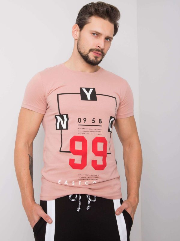 Men's powder pink t-shirt with text print