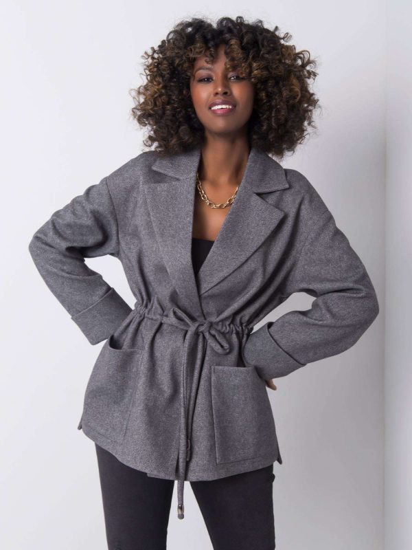 Grey coat with binding Mareen