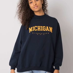 Navy blue sweatshirt with print Majorie RUE PARIS