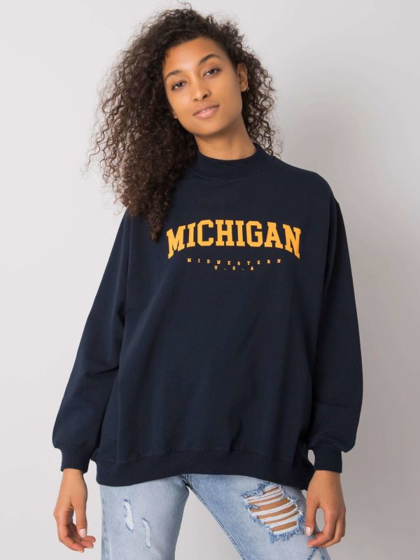 Navy blue sweatshirt with print Majorie RUE PARIS