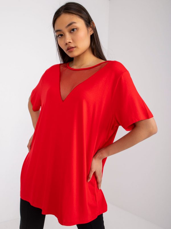 Red loose blouse with viscose Aude