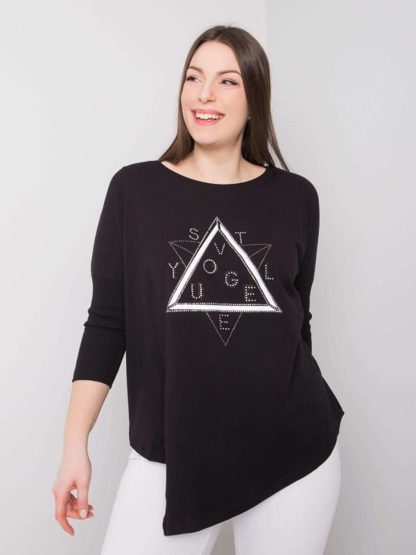 Black plus size blouse with Wendy applique