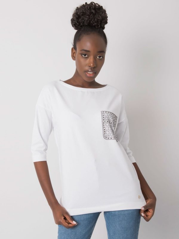 White Cotton Blouse with Medine Applique