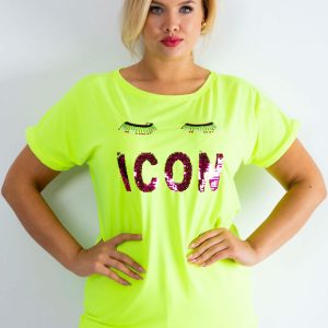 Fluo yellow t-shirt Calmly PLUS SIZE