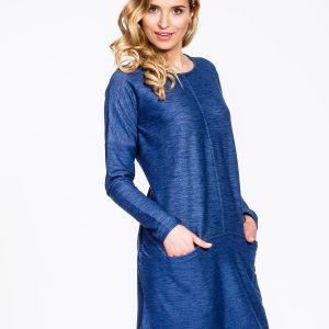 Blue oversize dress in a'la denim fabric