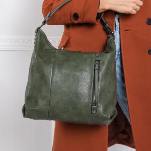 Dark green eco leather bag