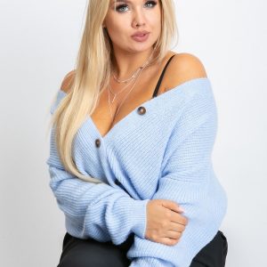 RUE PARIS Light Blue Plus Size Prime Sweater