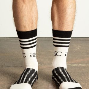 Ecru-black men's socks with patterns