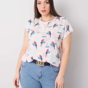 White Plus Size Blouse with Avenue Print