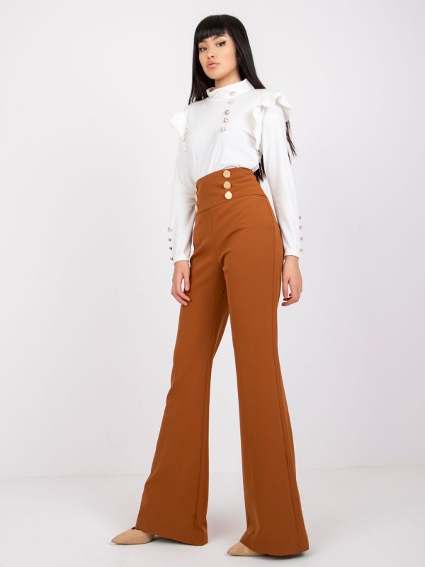 Light brown elegant trousers with cantas Salerno