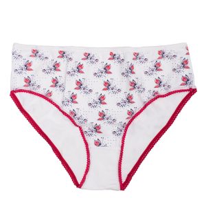 White and red briefs with print