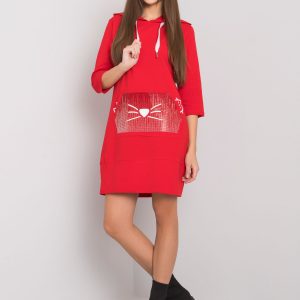 Anne Red Sweatshirt Dress