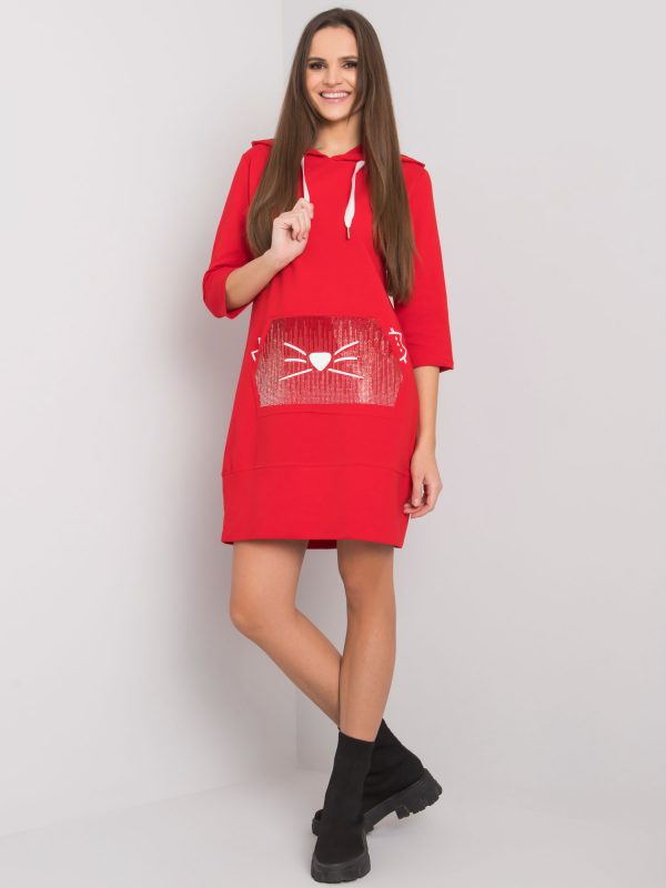 Anne Red Sweatshirt Dress