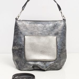 Silver-grey handbag with animal motif