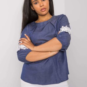 Blue plus size blouse with Beitris lace