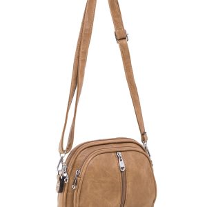 Dark beige women's handbag with pockets