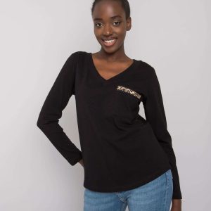 Cecille V Neck Black Blouse