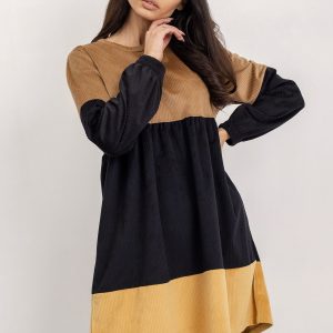 RUE PARIS Black and Camel Selene Dress