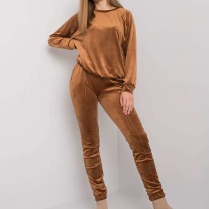 Kimberly Light Brown Velour Two Piece Set