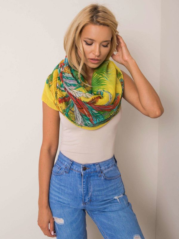 Yellow scarf in tropical print